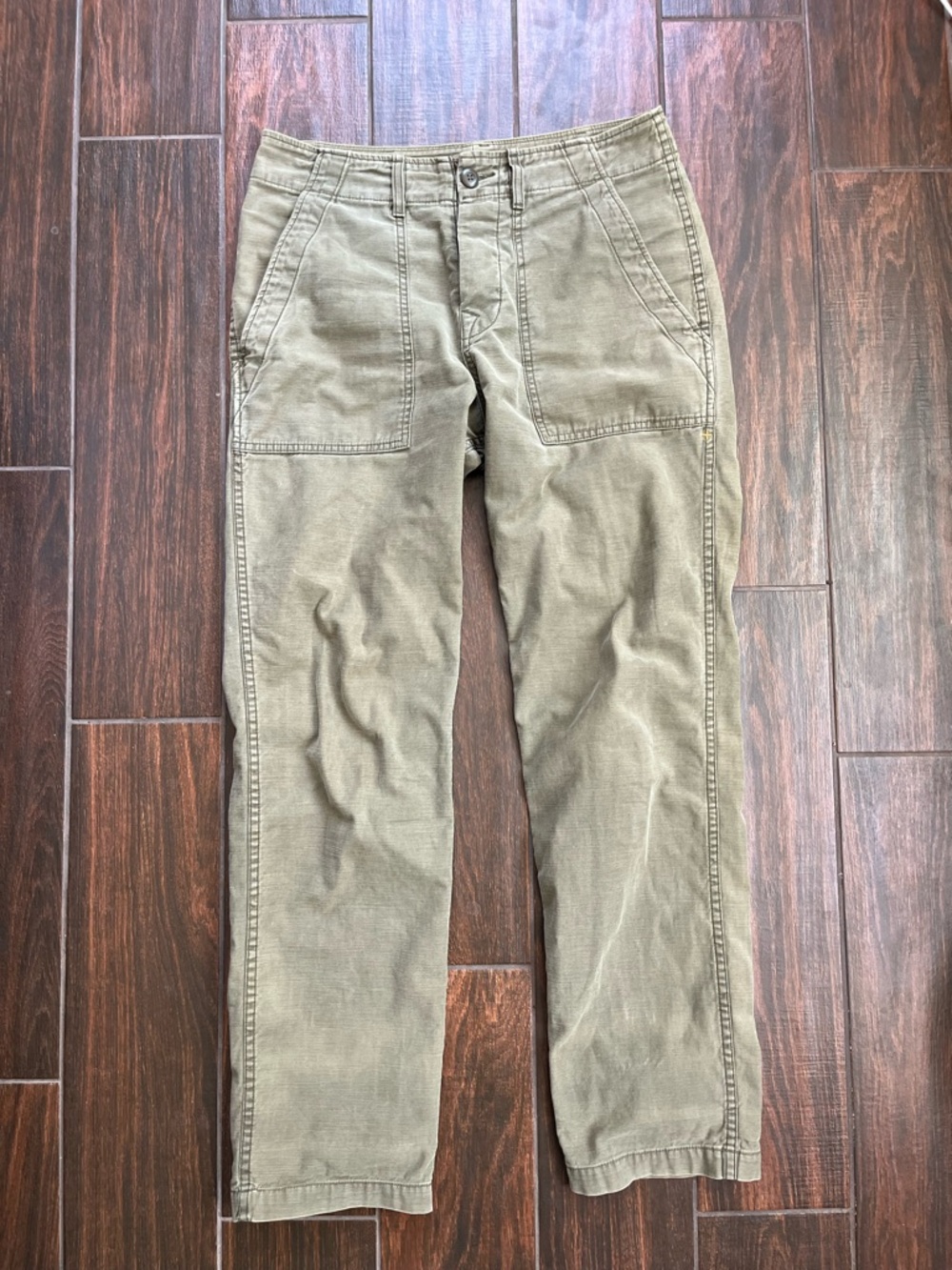 Imogene & Willie Oliver Military Trouser Green Vintaged Fatigues Field Pants 31